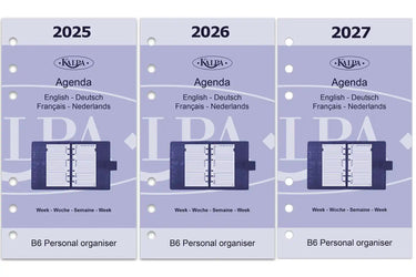 6216-25-26-27 170 x 95 mm Personal Agenda Planner Refill Paper EN DE FR 2025 2026 2027